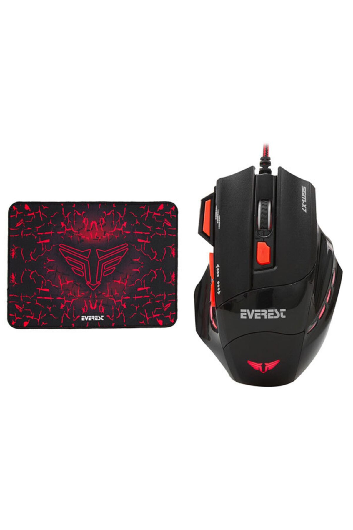 Everest Sgm-x7 Usb Siyah 2in1 7200dpi Makrolu Oyuncu Mouse +gaming Mouse Pad