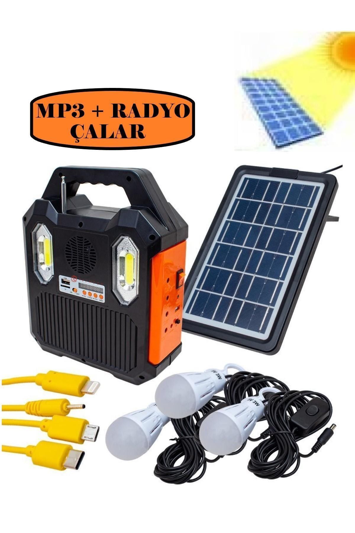 REDMOON Rt-903 Güneş Enerjili Solar Şarjlı Bluetoothlu Mp3-radyolu Çadır Kamp Aydınlatma Fener Seti