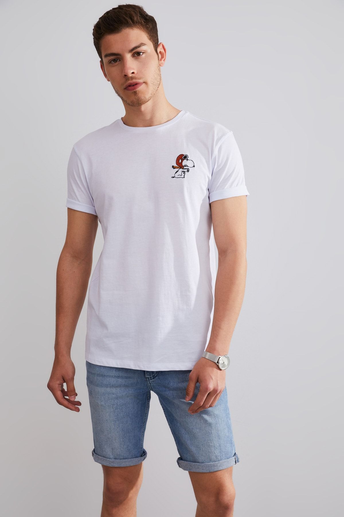 Northlight Unisex Snoopy Beyaz Nakışlı T-shirt