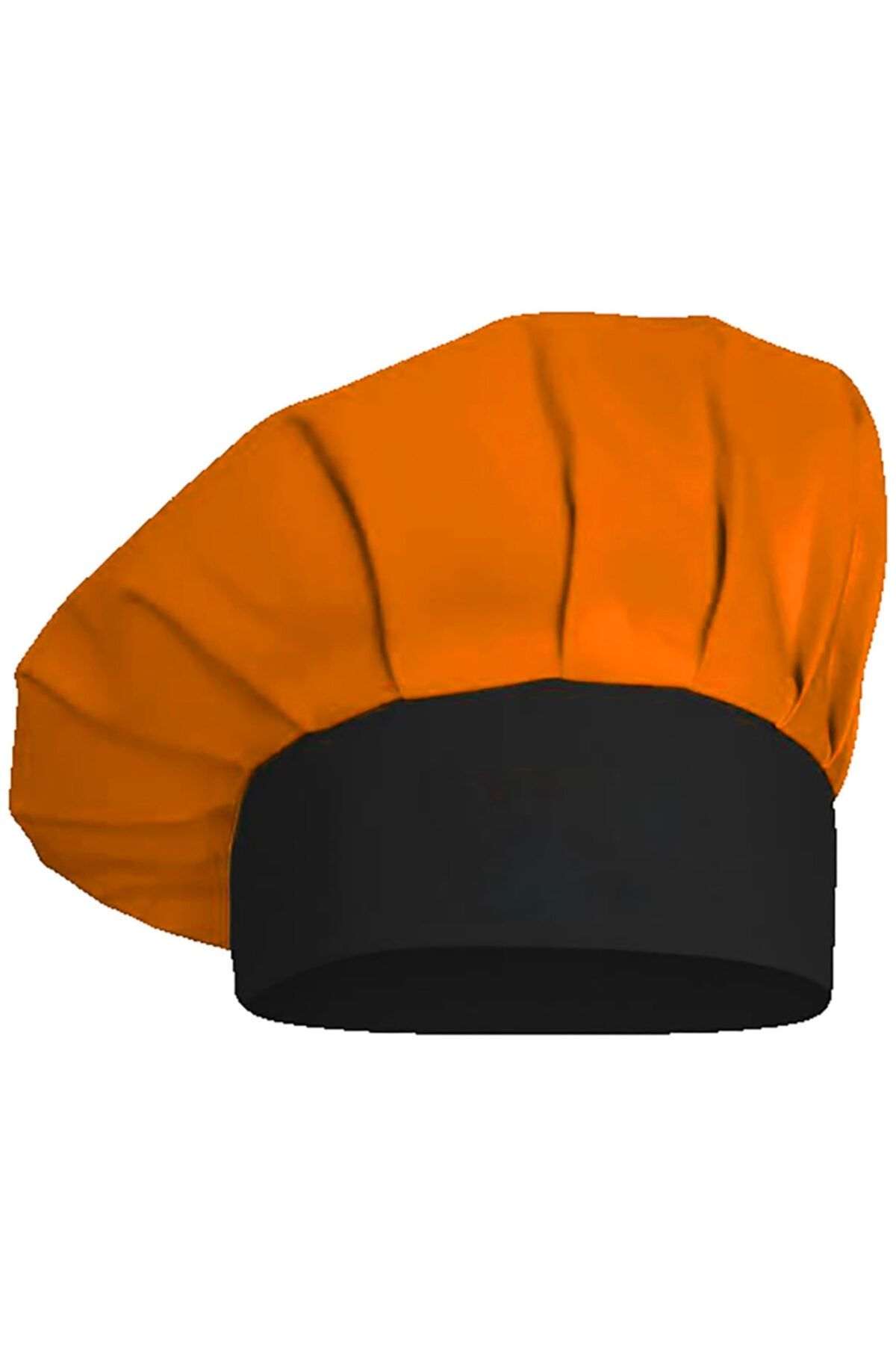medusaforma Turuncu Siyah Aşçı Şapkası Mutfak Şef Mantar Kep