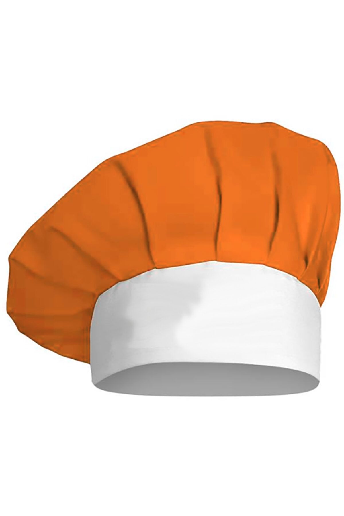 medusaforma Turuncu Beyaz Aşçı Şapkası Mutfak Şef Mantar Kep