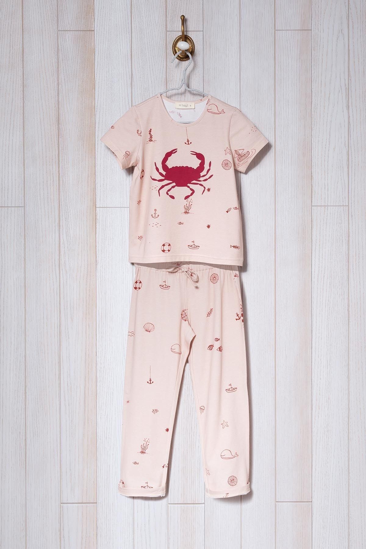 Hays Kız Çocuk Deniz Desen Baskılı Midi Pijama Takımı