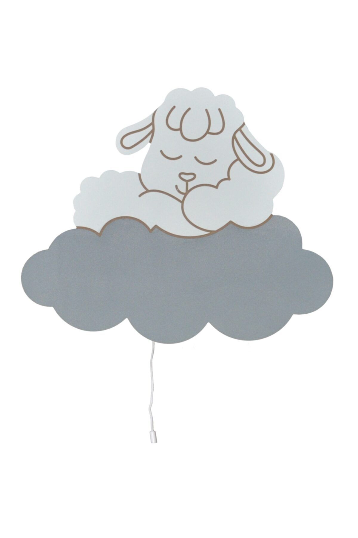 BugyBagy Gri Bulut Üzerinde Uyuyan Beyaz Kuzu Gece Lambası Dekoratif Çocuk Odası Aydınlatma Ve Dekorasyon