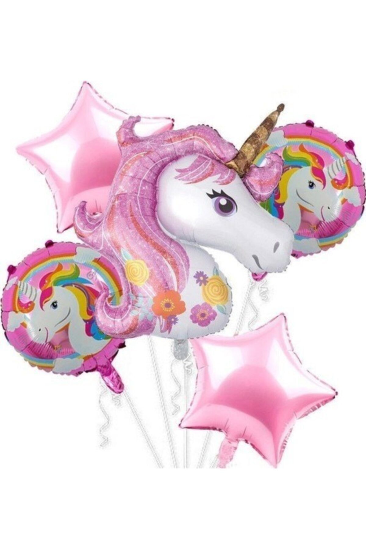 Parti Dolabı Buldum Unicorn Folyo Balon Seti Pembe 5 Li Set Gn