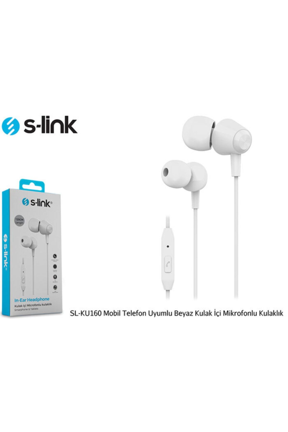 S-Link Sl-ku160 Mobil Telefon Uyumlu Beyaz Kulak Içi Mikrofonlu Kulaklık