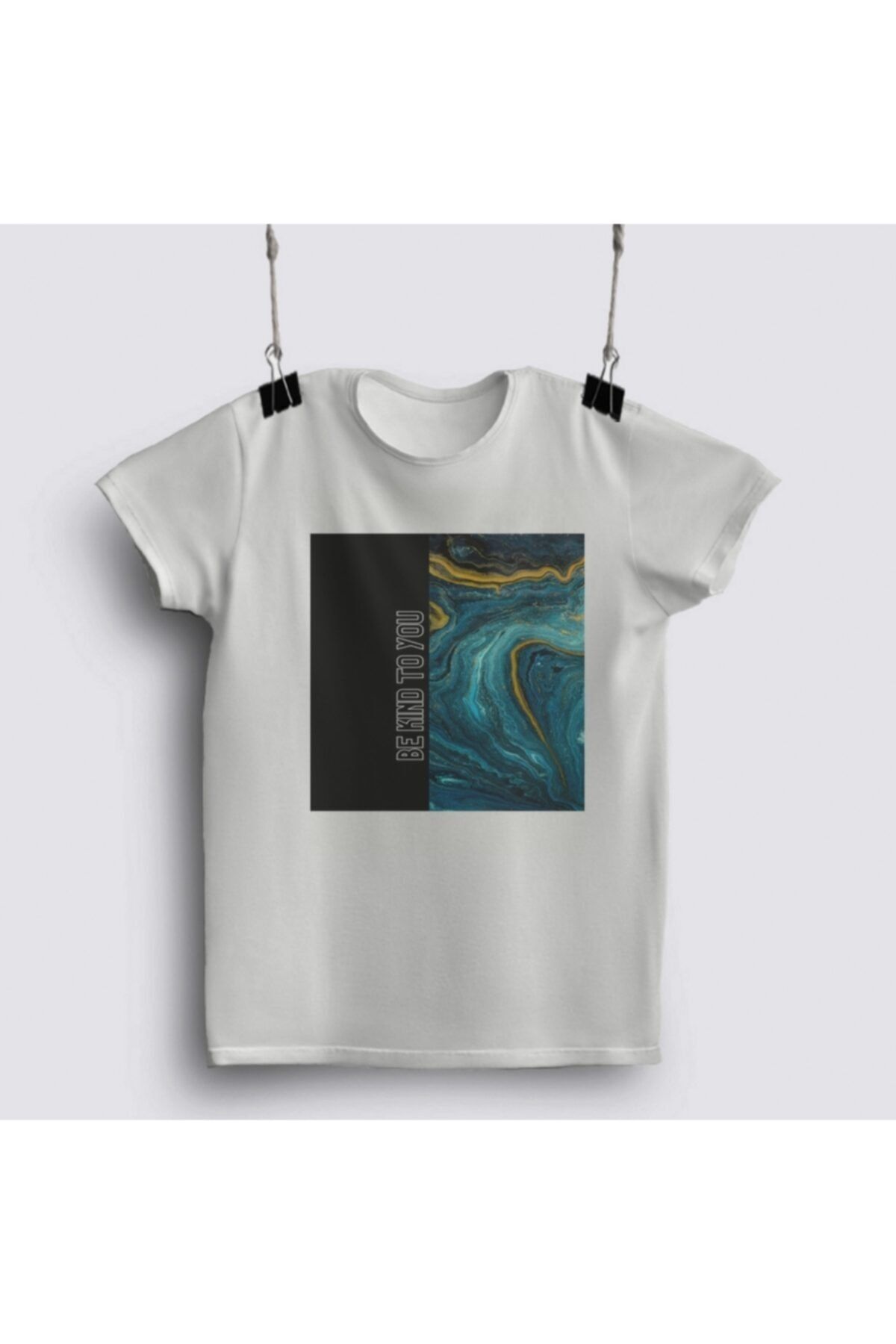 Fizello Be Kind To You Marble Blue And Yellow T-shirt