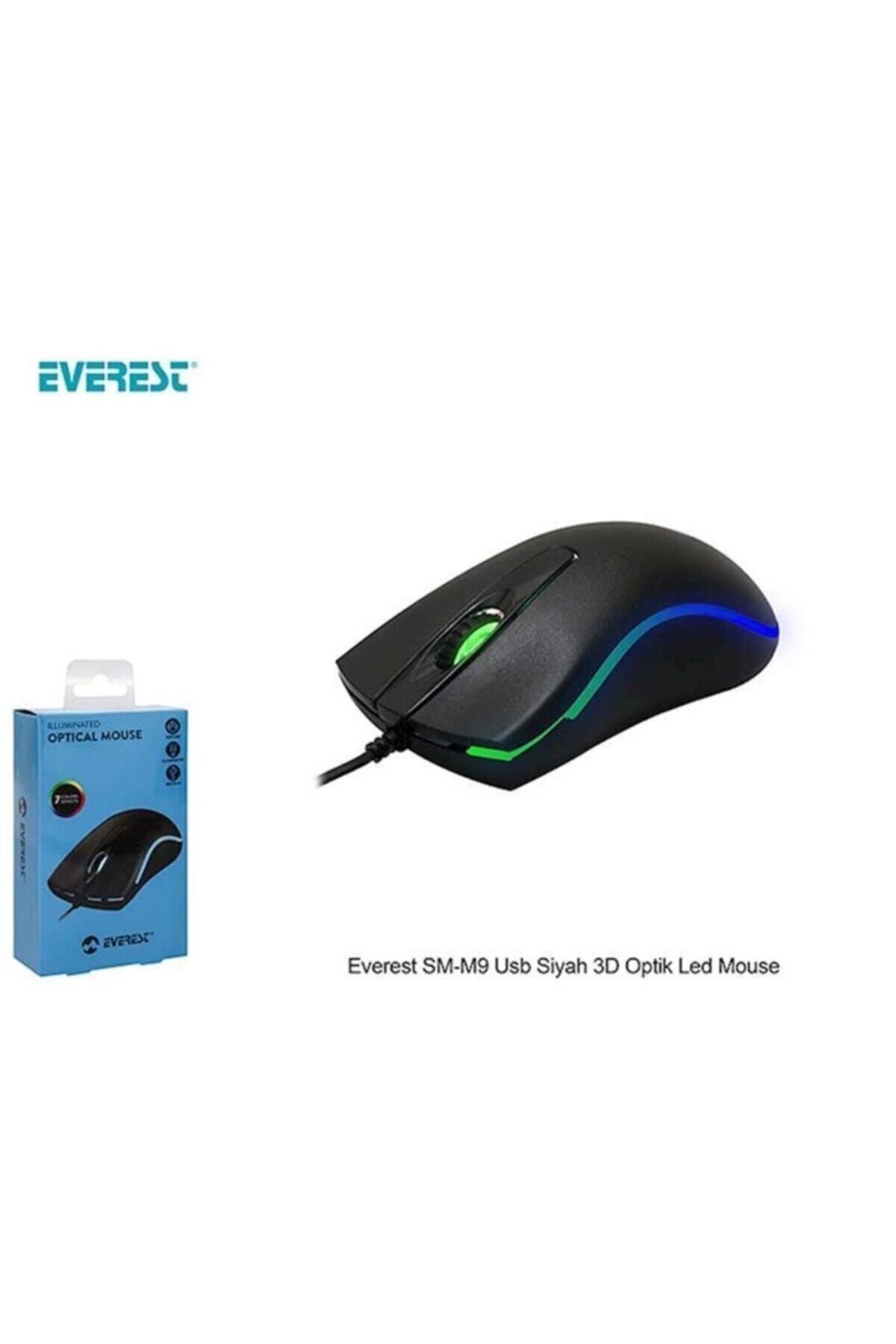 Everest Sm-m9 Usb Siyah 3d Optik Led Mouse Kablolu