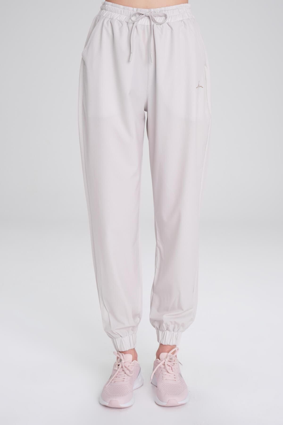 Haşema Active Lastikli Paça Ekru Jogger Spor Pantolonu Eşofman Altı ACT-1
