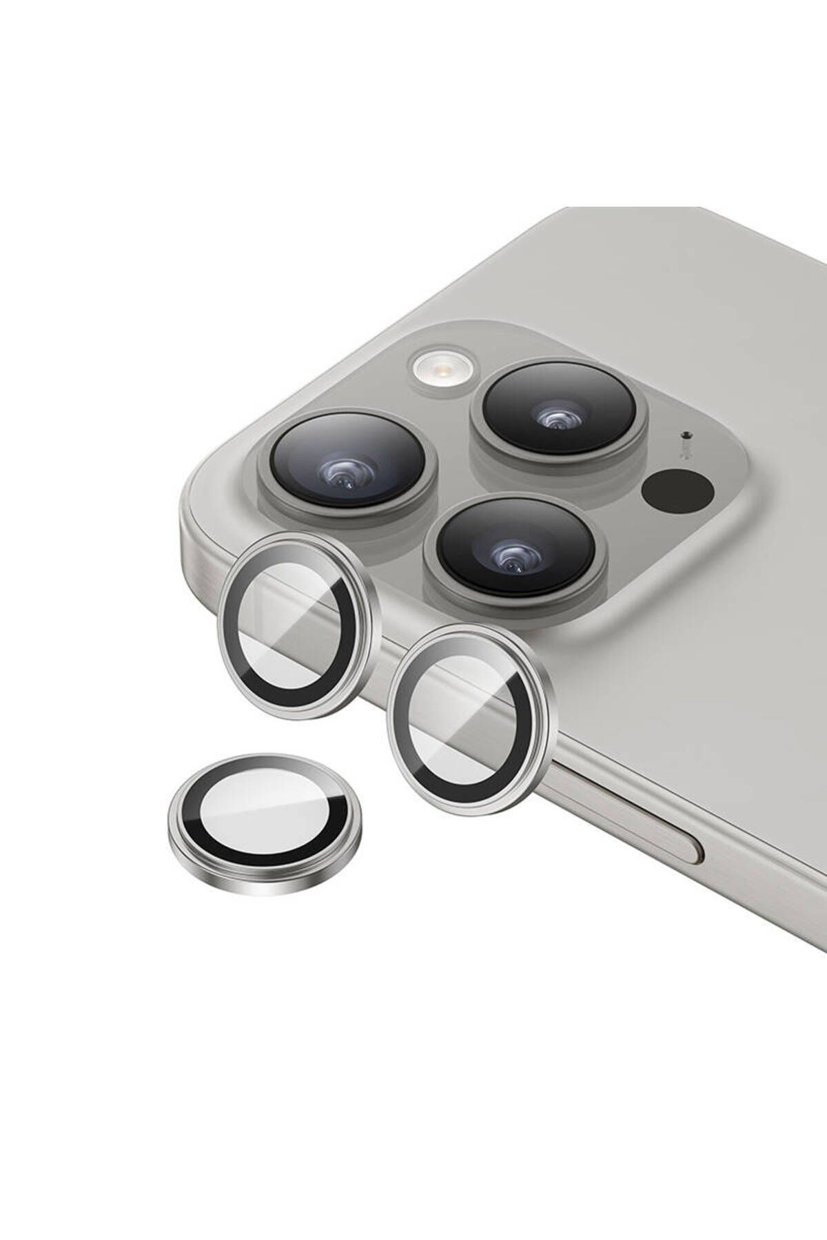 Benks iPhone 15 Pro Max Uyumlu Benks King Kong Corning Kamera Lens Koruyucu Gümüş