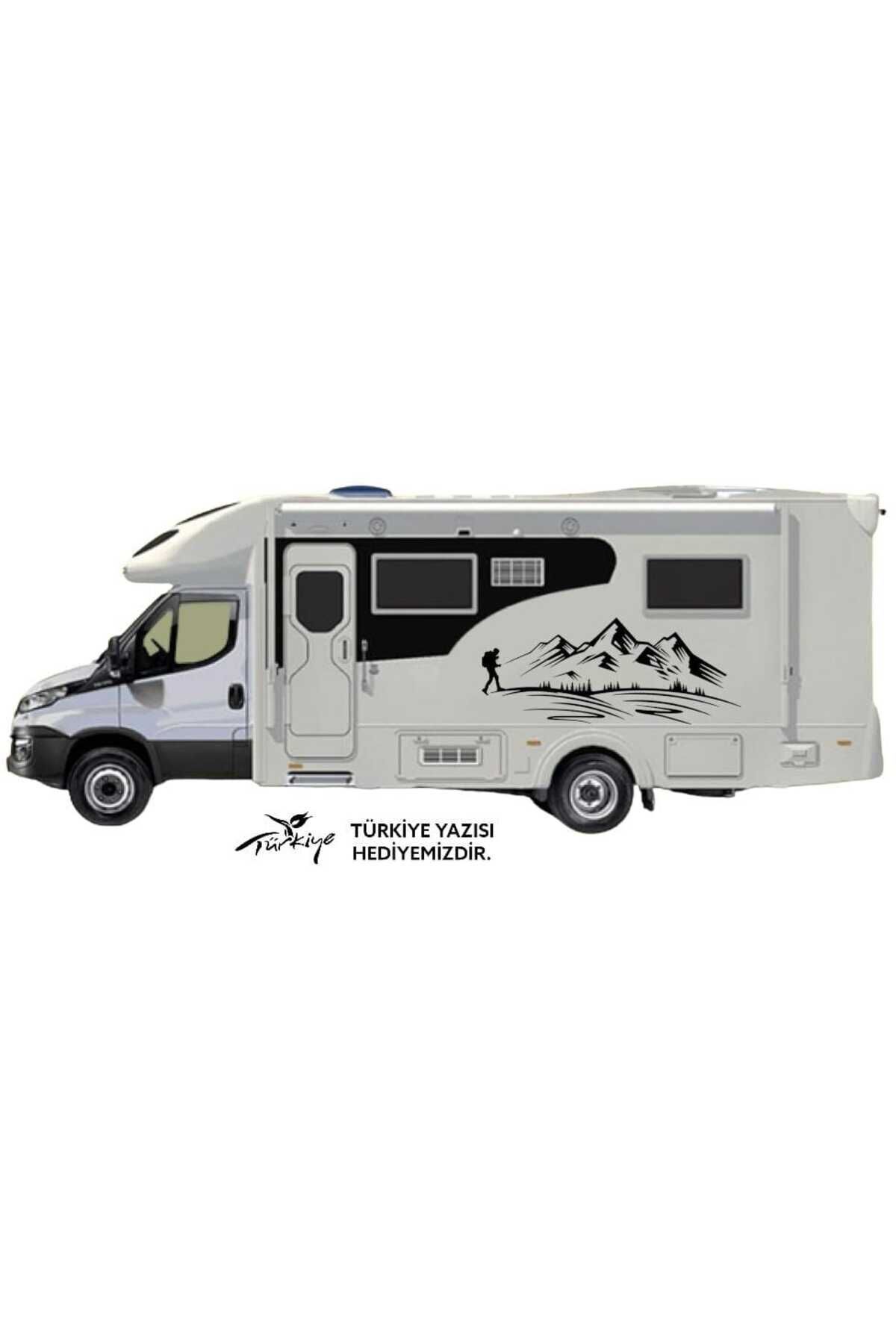 EYBA STİCKER Dağcı Kalp Atışı Karavan Kamp Sticker Doğa Gezi