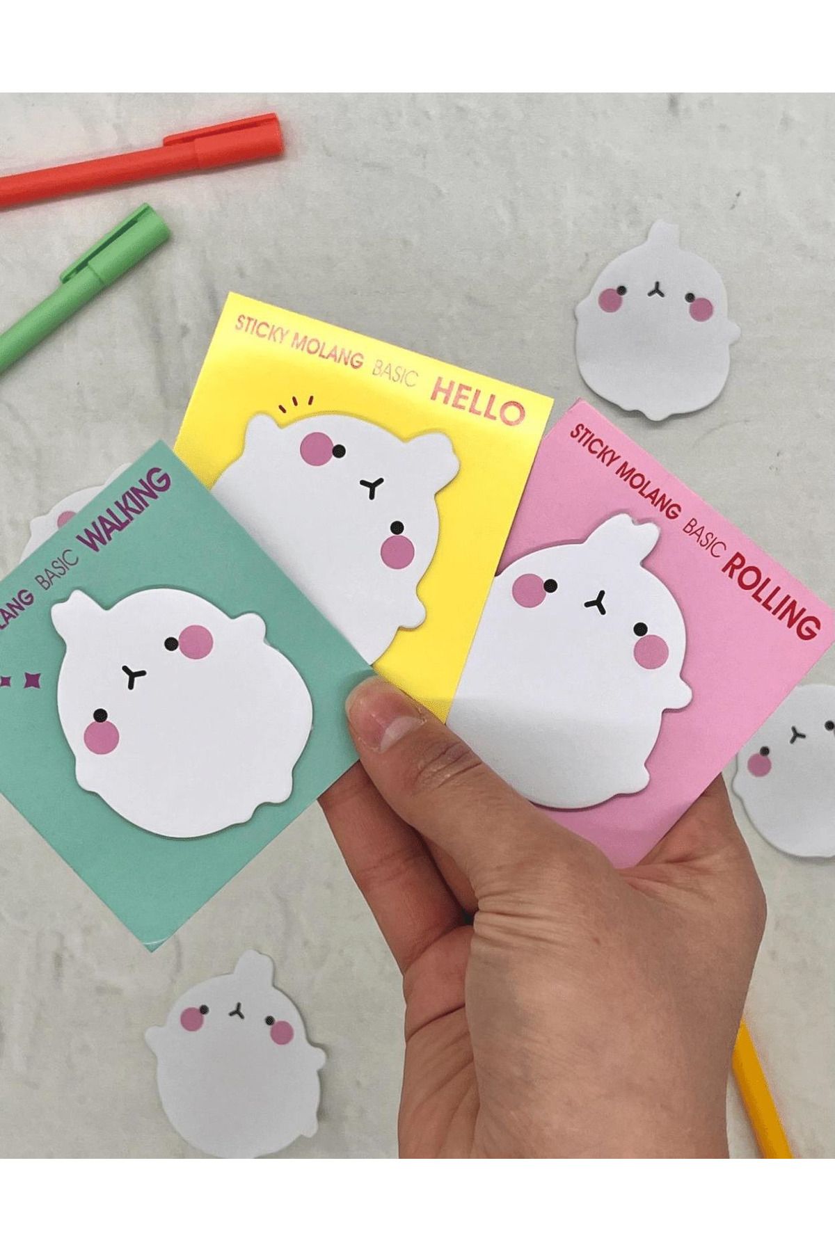 Kağıt Gemi Dükkan Molang 3'lü Post-it Seti / Sticky Note / Yapışkanlı Not Kağıdı /  Bullet Journal / Scrapbook