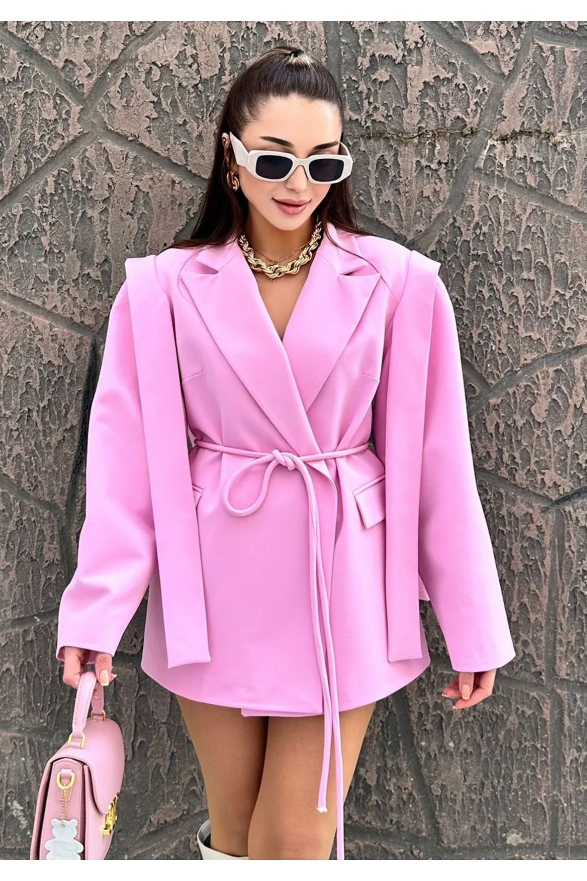 Ekim Store Bağlamalı Oversize Blazer Ceket