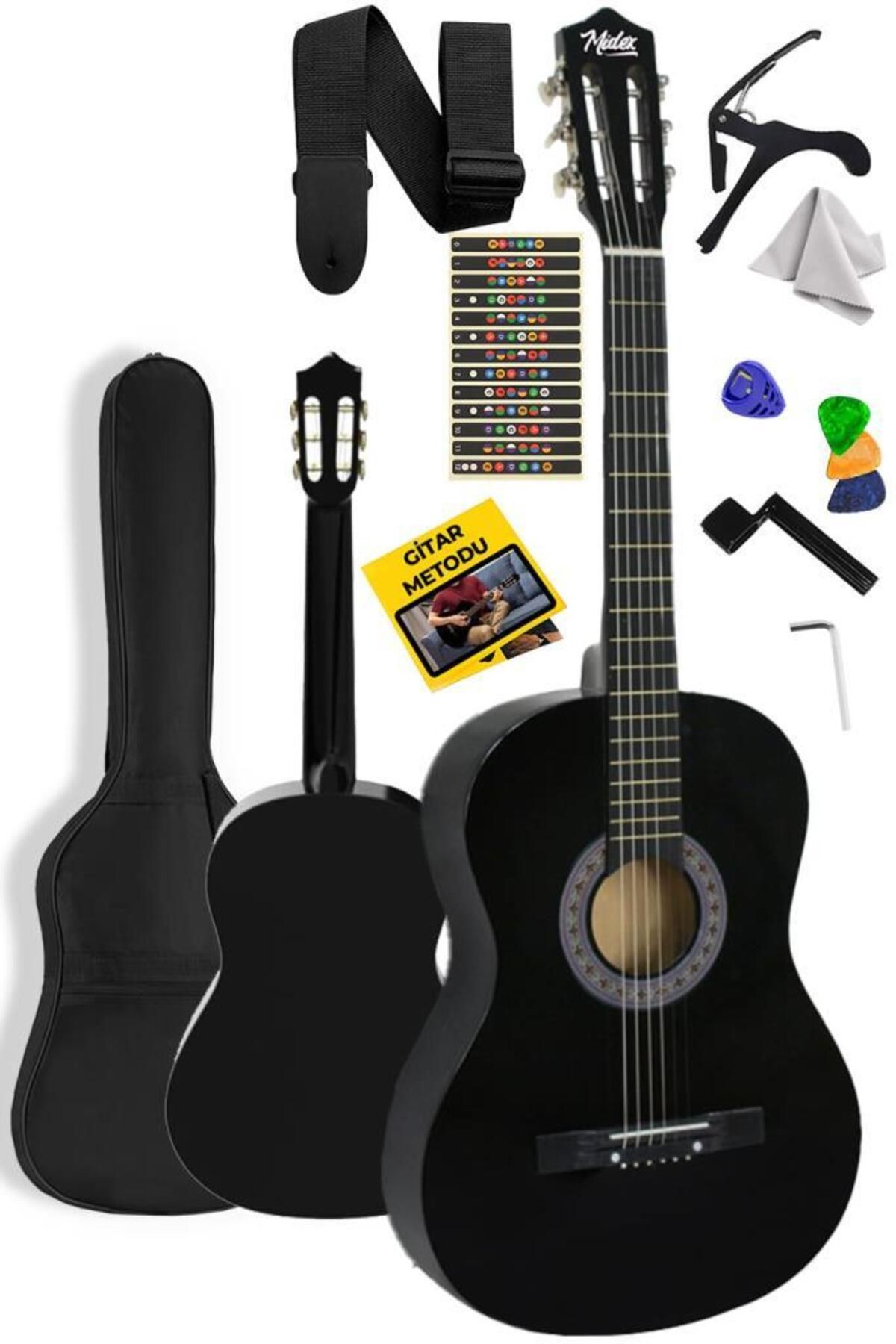 Midex Cg-270bk Siyah Klasik Gitar 4/4 Yetişkin Boy Sap Ayarlı Full Set