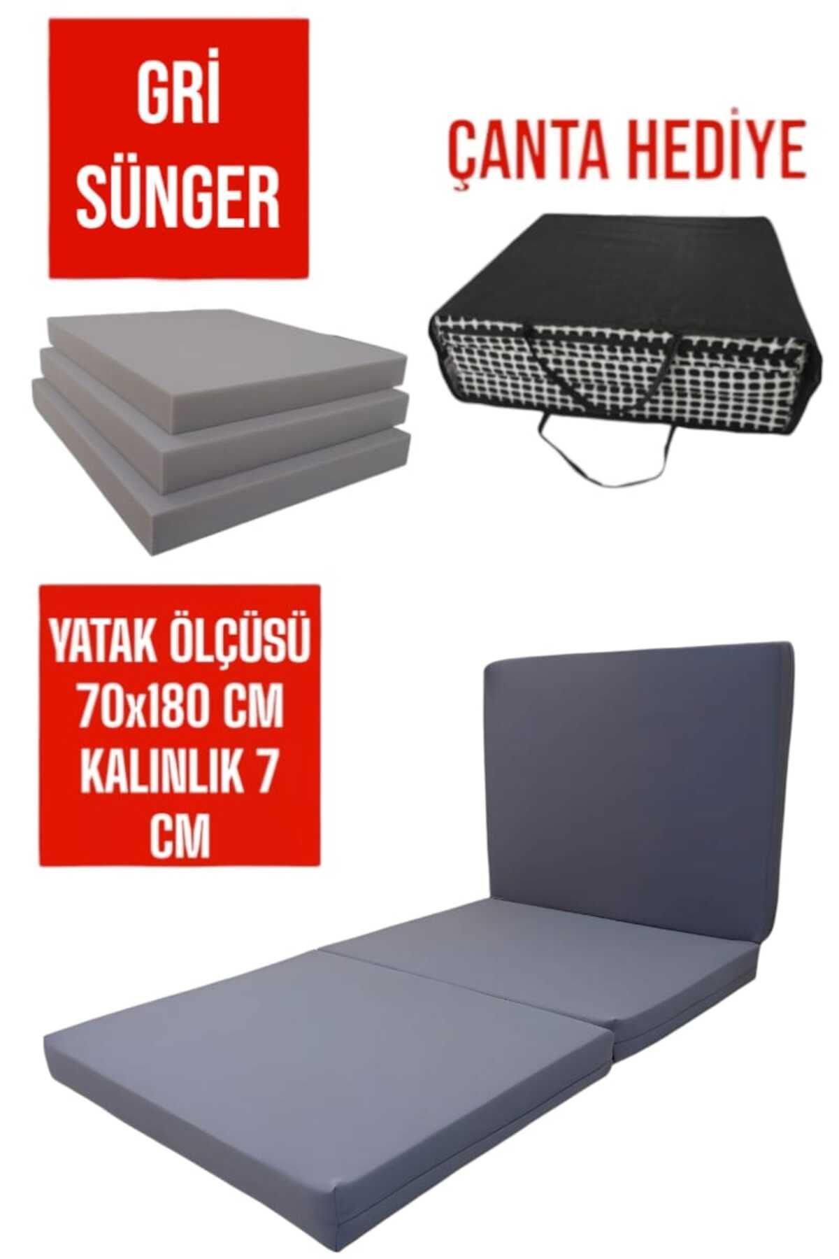 LENSA HOME Katlanır Yer Yatağı-sünger Yatak-minder Yatak-(70X180CM KALINLIK 7CM)-çok Amaçlı Yatak-Gri-Füme