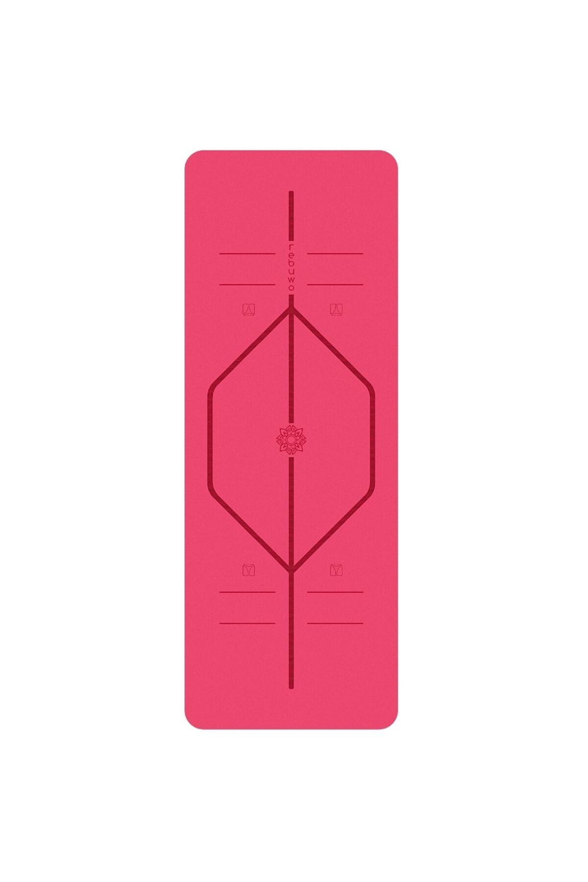 Rebuwo Hizalamalı 5mm Kaydırmaz Doğal Kauçuk Yoga Matı Pilates Mat 183 X 68 Cm