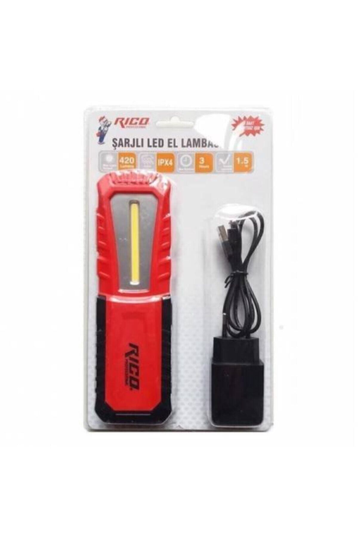 Rico Rc0038 420 Lümen Şarjlı Led Lambası El Feneri Mıknatıslı Asmalı