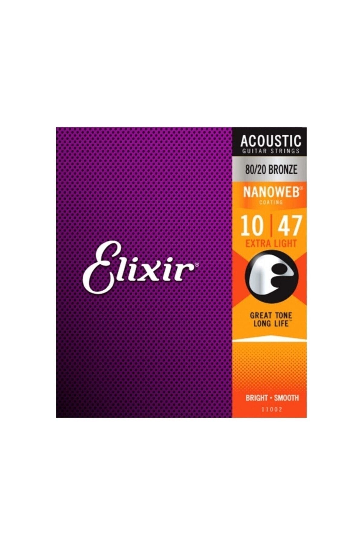 Elixir 11002 Nanoweb 80/20 Bronze Akustik Gitar Teli 10-47