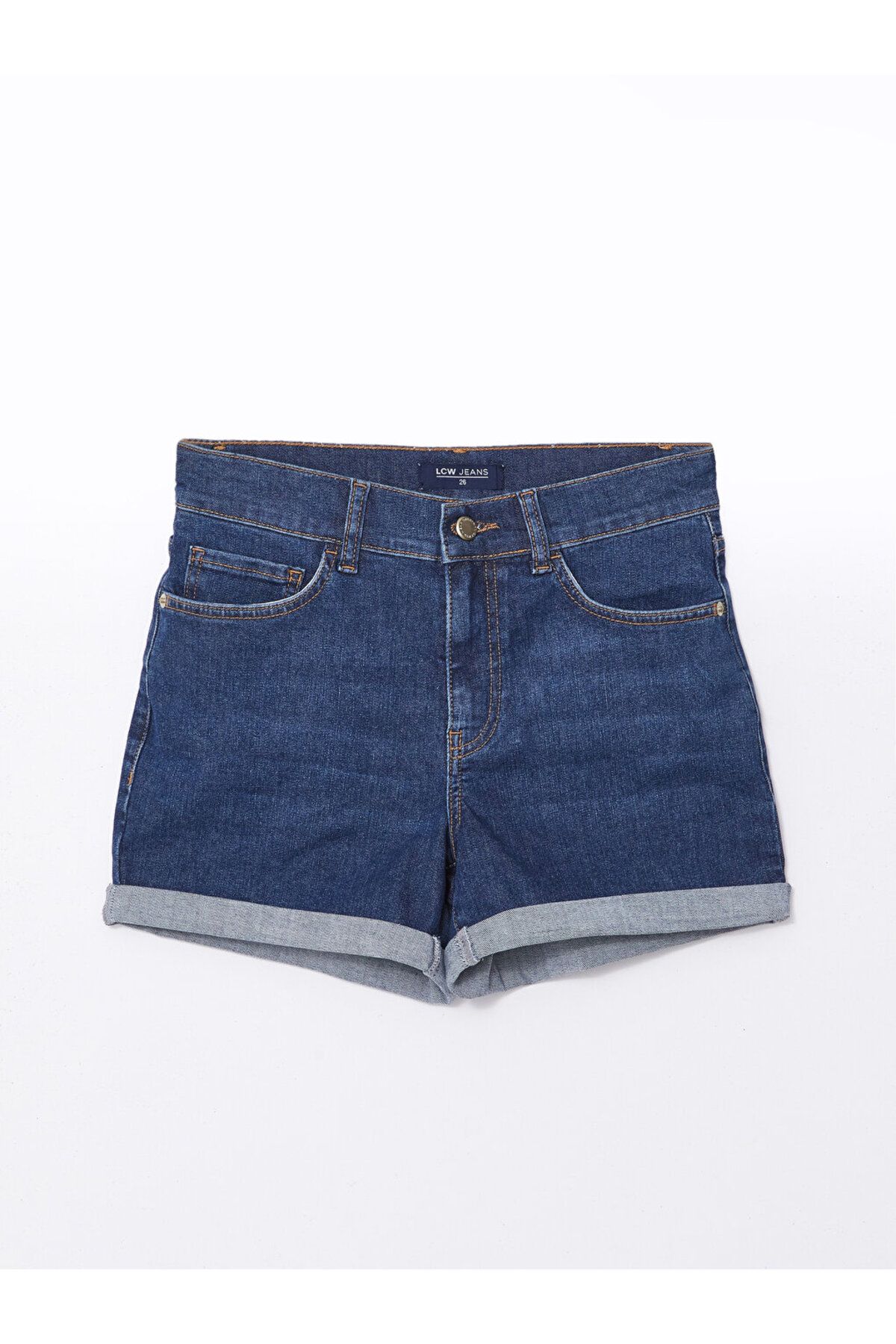 LC Waikiki Yüksek Bel Dar Fit Kadın Jean Şort