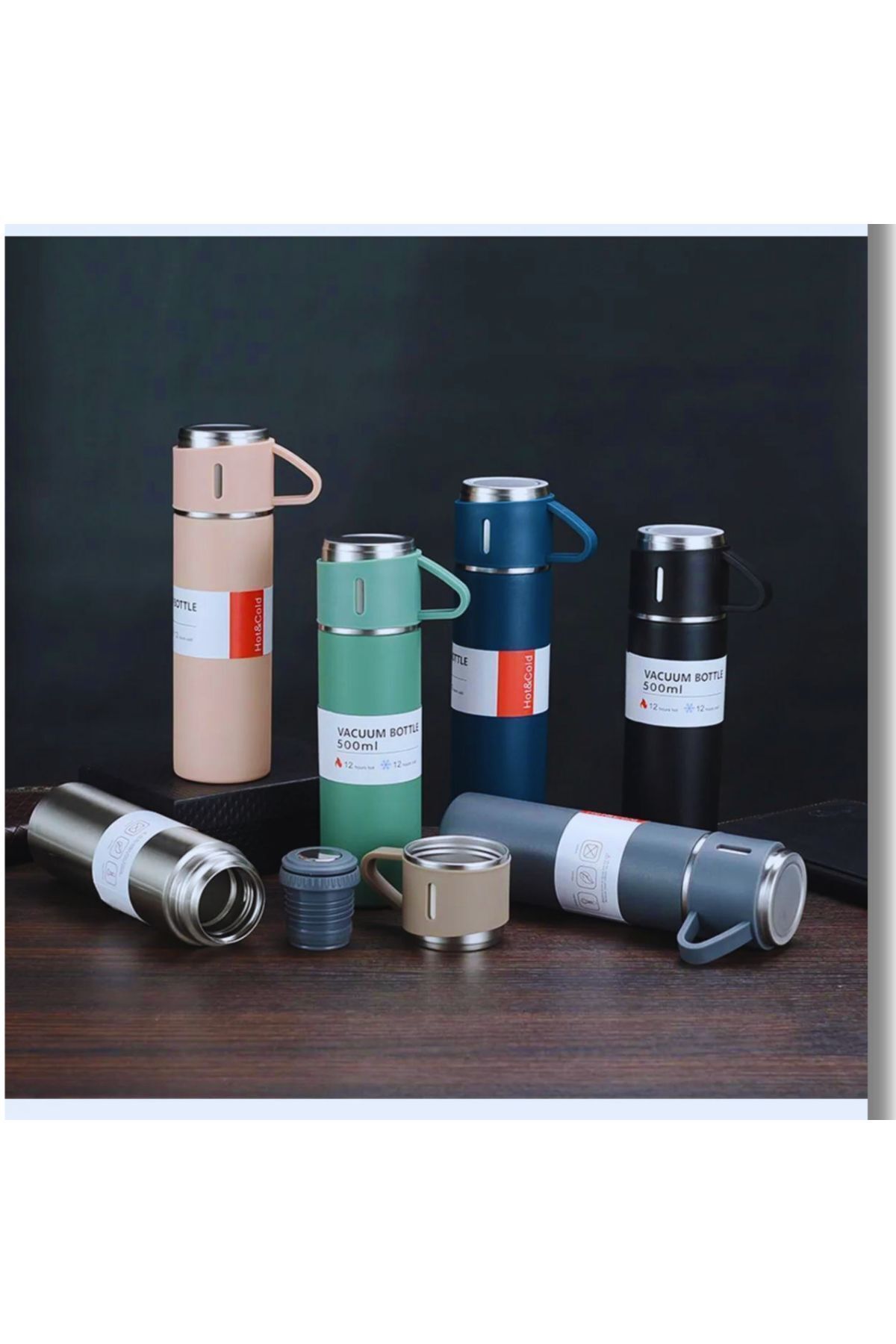 STAİNLES Termos 3 Bardaklı Vacuum Bottle