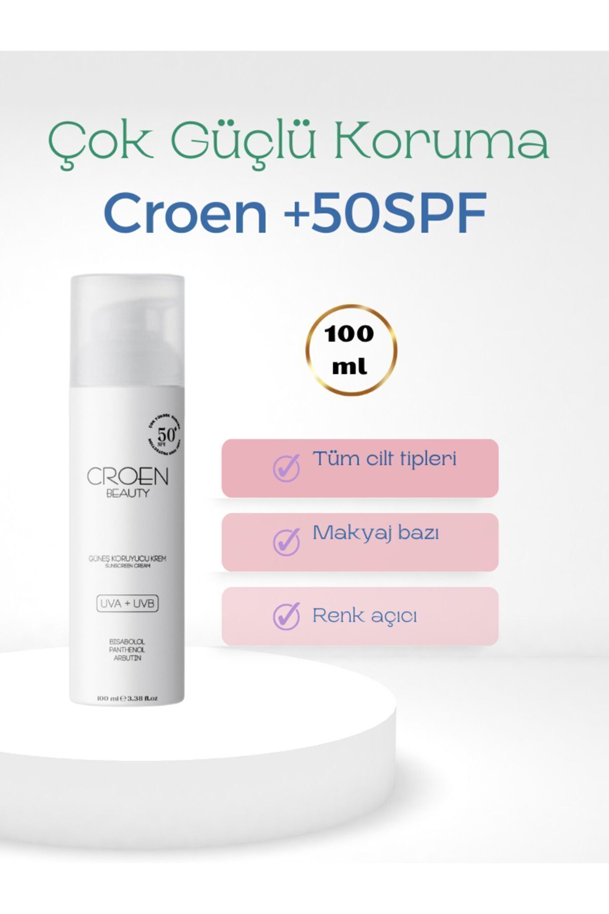 CROEN +50 SPF Güneş Koruyucu Krem UVA + UVB Çok Yüksek Koruma 100 ml