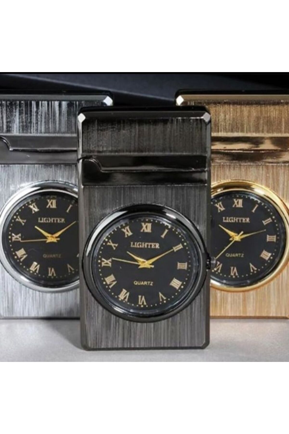 LİGHTER QUARTZ Siyah Saatli Çakmak