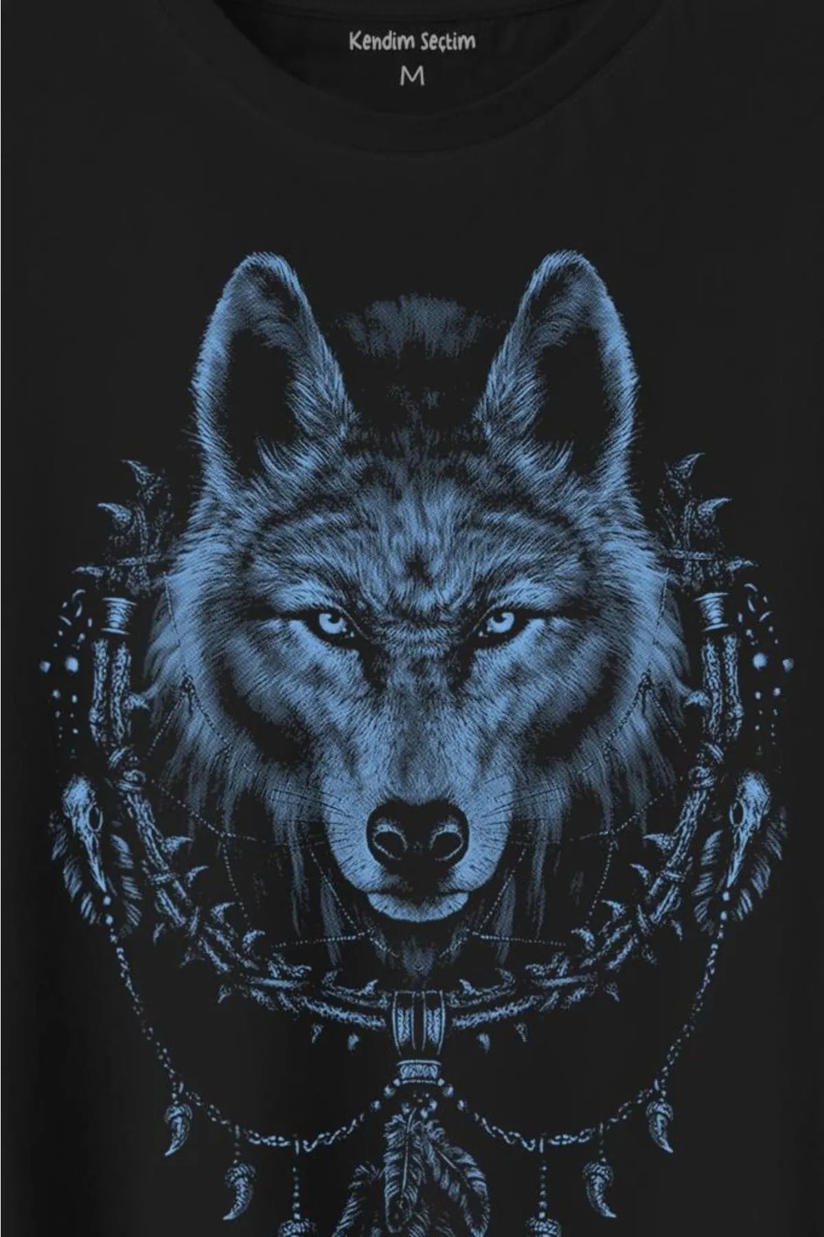CONSTRAİN Bozkurt Kurt Kafası Wolf Mavi Baskılı Tişört Unisex T-shirt