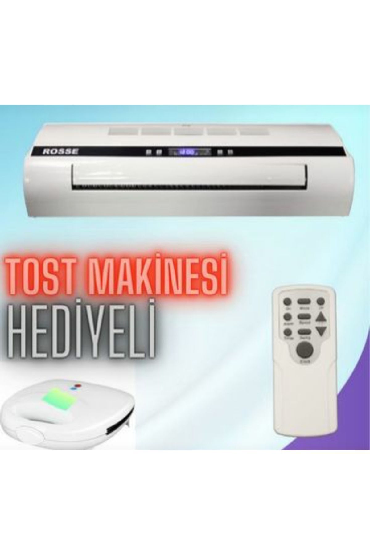 Rosse 2200 Watt Yazın Serinlik Vantilatör Duvar Tipi Isıtıcı Ve Fan ** 1 Tost Makınası Hediyeli**