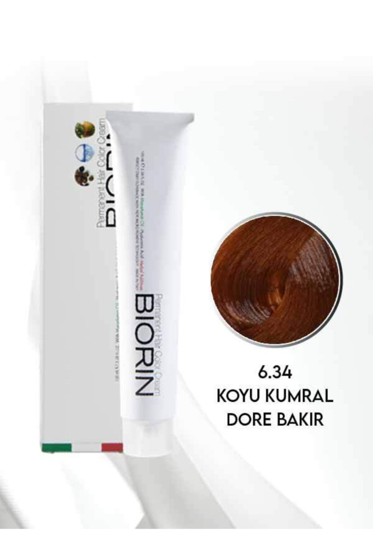 Biorin Permanent Hair Color Cream 100 Ml No: 6.34 Koyu Kumral Dore Bakır