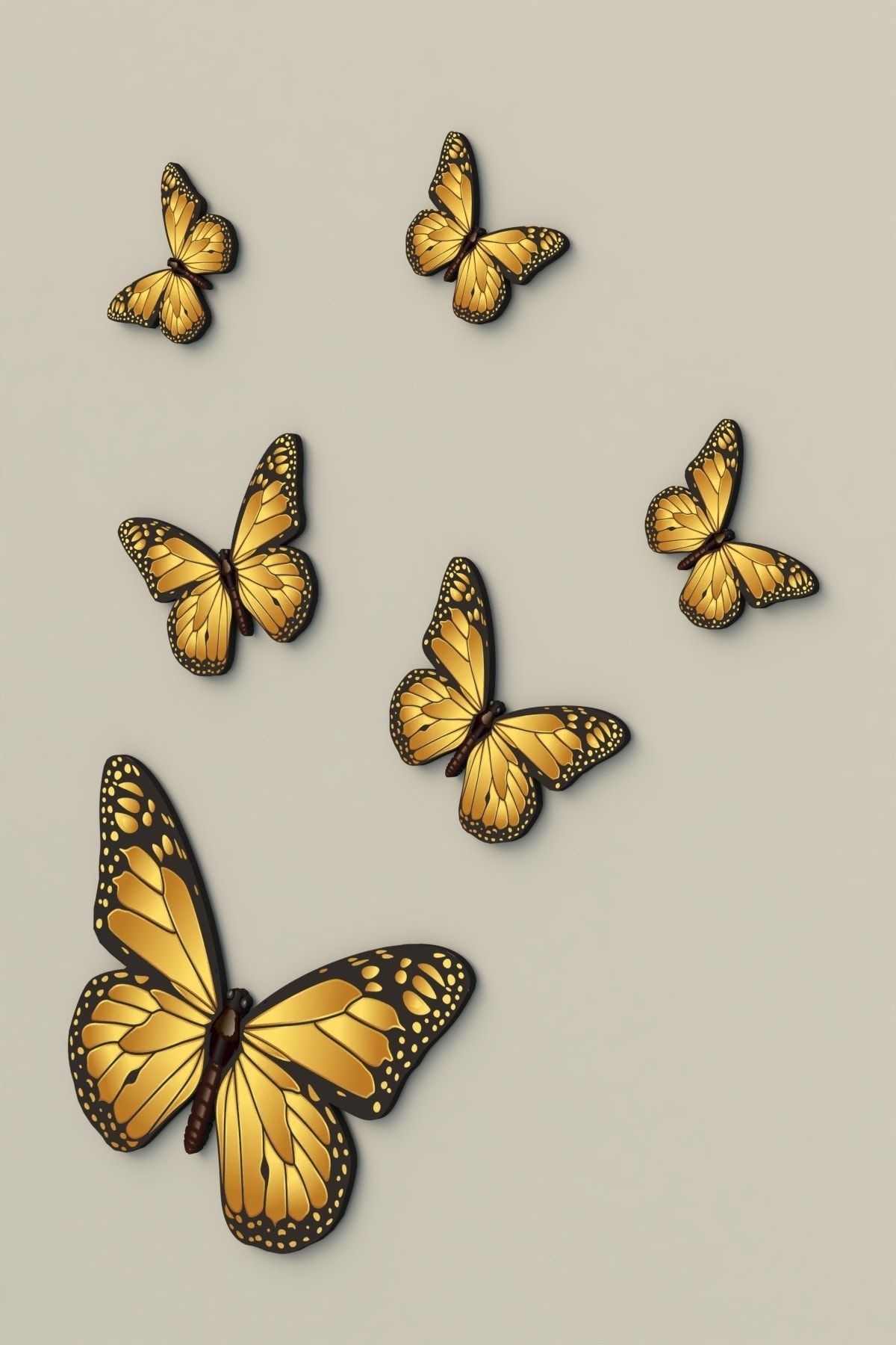 pi10reklam Dekoratif Ahşap 6lı Kelebek Duvar Süsü Altın