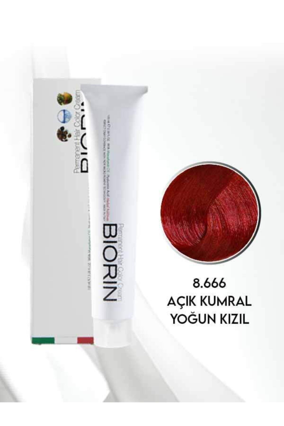 Biorin Permanent Hair Color Cream 100 Ml No: 8.666 Açık Kumral Yoğun Kızıl