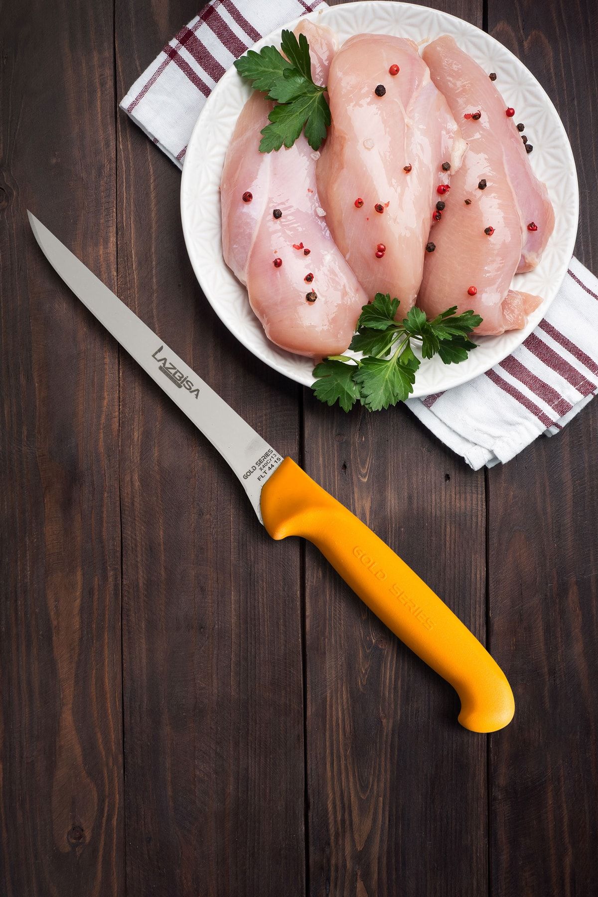 LAZBİSA Mutfak Bıçak Seti Fileto Steak Bıçağı Gold Serisi