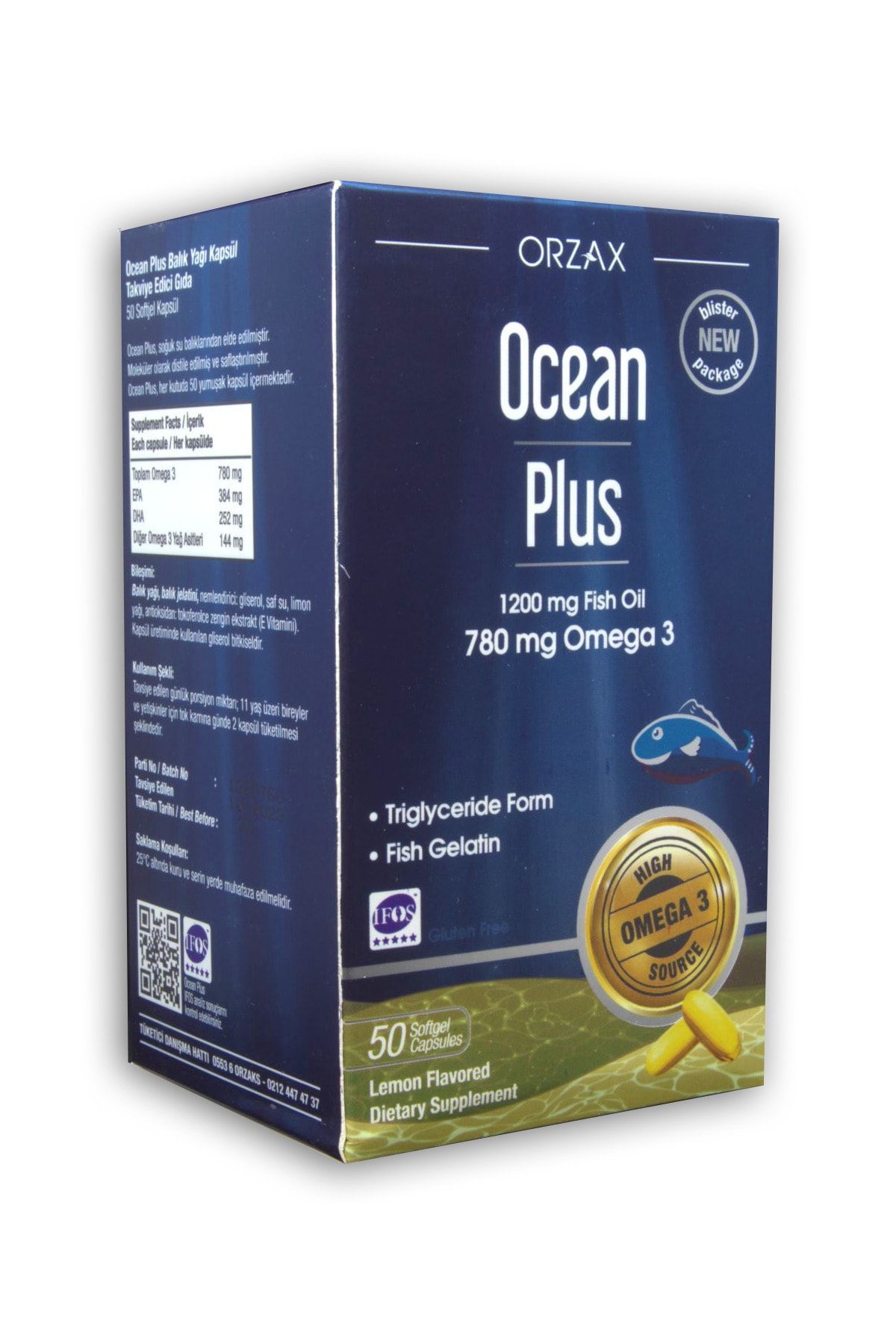 Ocean Ocean Plus 1200 mg Balık Yağı 780 mg Omega 3 Limon Aromalı