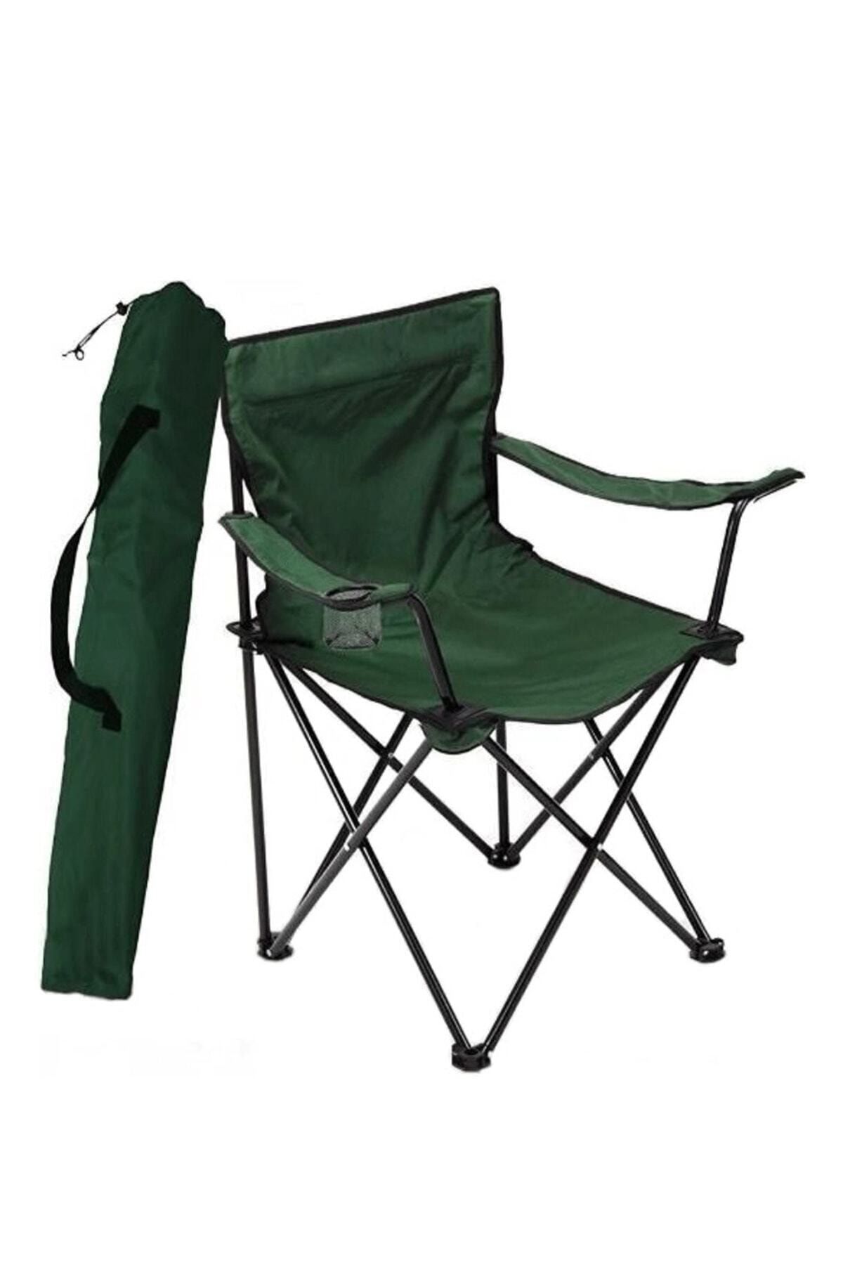 Bofigo Tekli Kamp Sandalyesi Katlanır Sandalye Bahçe Koltuğu Piknik Plaj Balkon Sandalyesi Yeşil