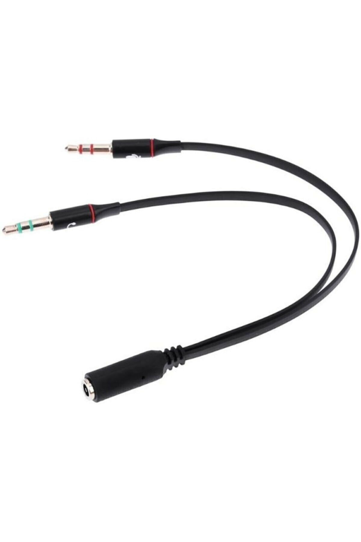 gaman Kulaklık Mikrofon 3.5mm Çevirici Ayırıcı Switch Splitter - Kablo - Tek Girişi Çifte Çevirir