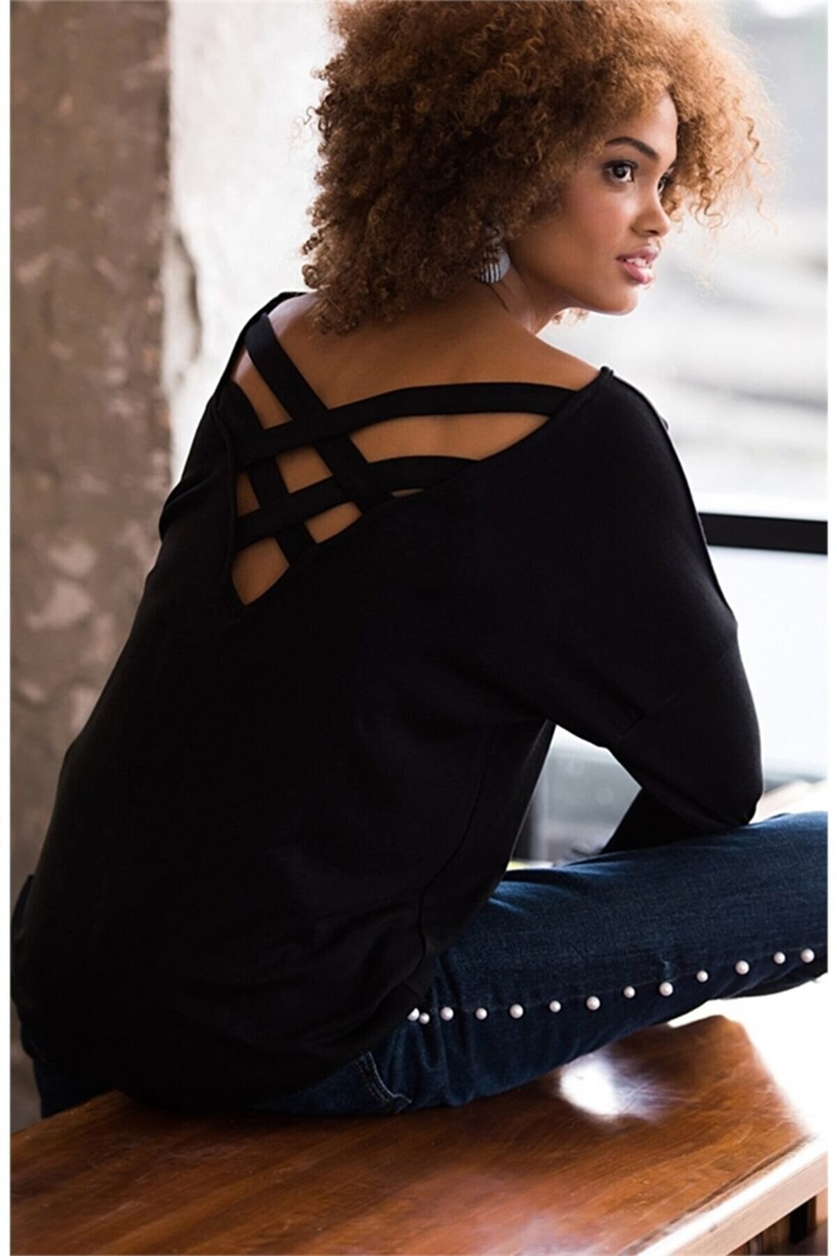 Boutiquen Kadın Siyah V Çapraz Bluz