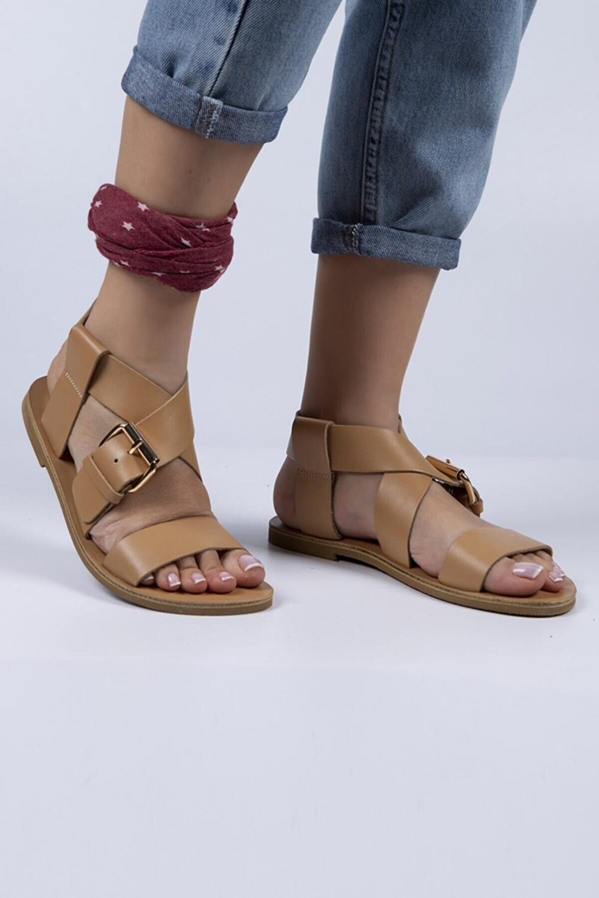 Female Project Trey Hakiki Deri Tokalı Sandalet
