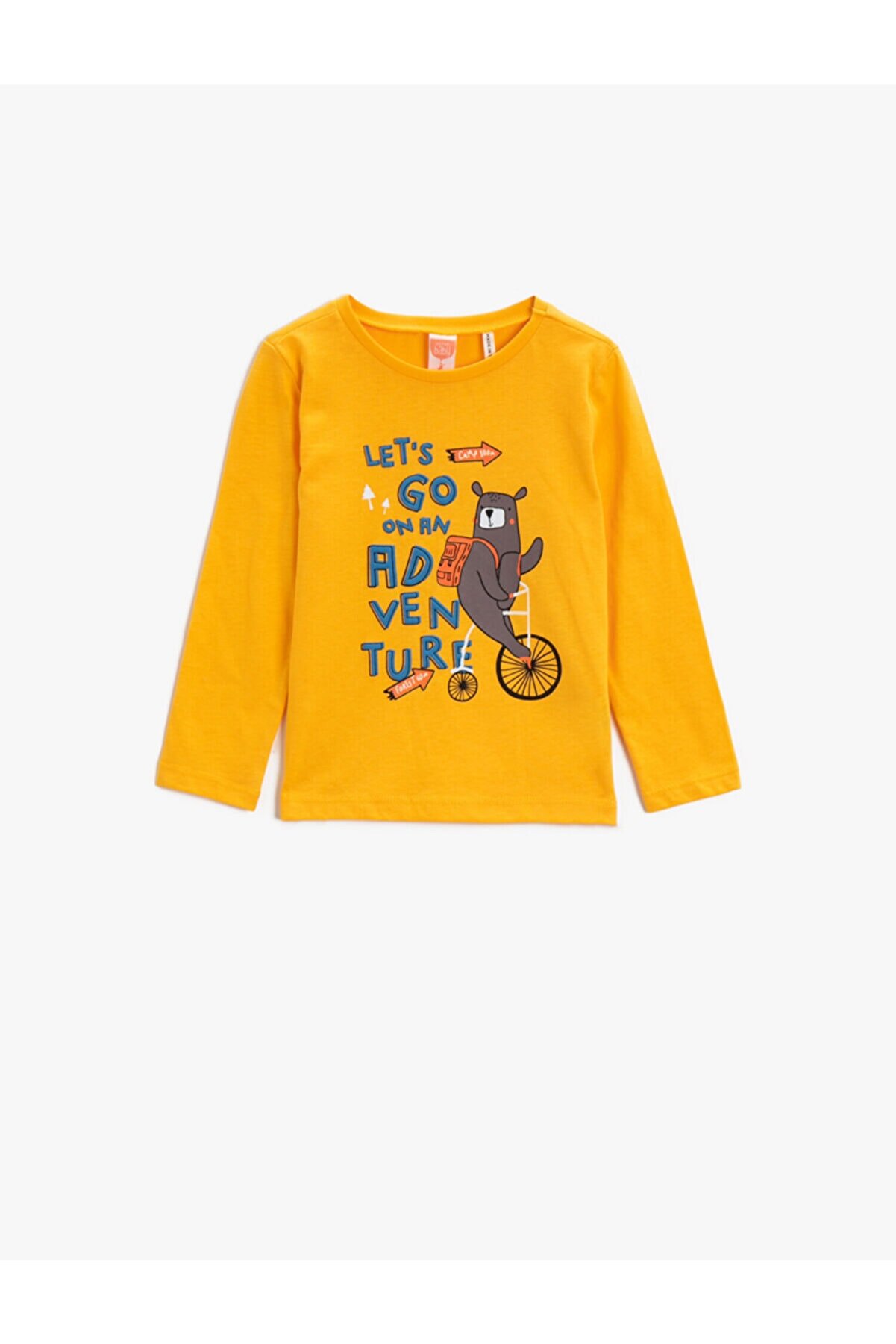 Koton Erkek Çocuk Sarı Uzun Kollu T-Shirt Baskılı Pamuklu