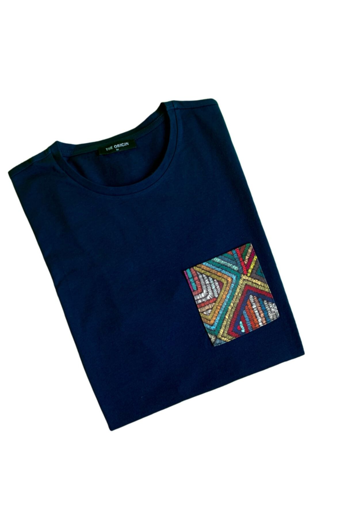 THE ORIGIN Genç Çoçuk T-shirt Lacivert Etnik Desen Cep Detaylı