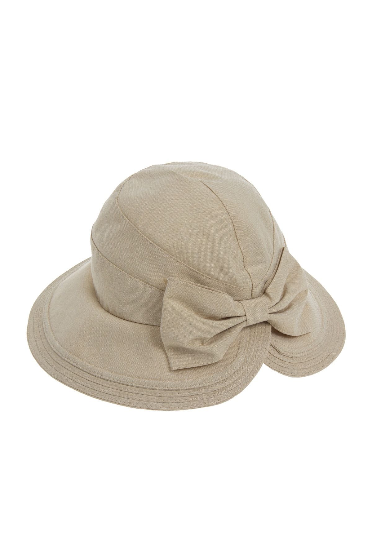 Bay Şapkacı - Yazlık Kadın Kurdeleli Şapka 1083 Krem