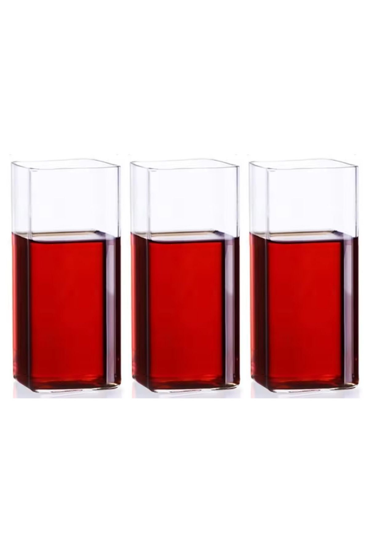 Kitchen Design Lab Yeni Stil Kare Cam Latte,Kahve,Meşrubat,smoothie Bardağı 400 ML 3 Adet