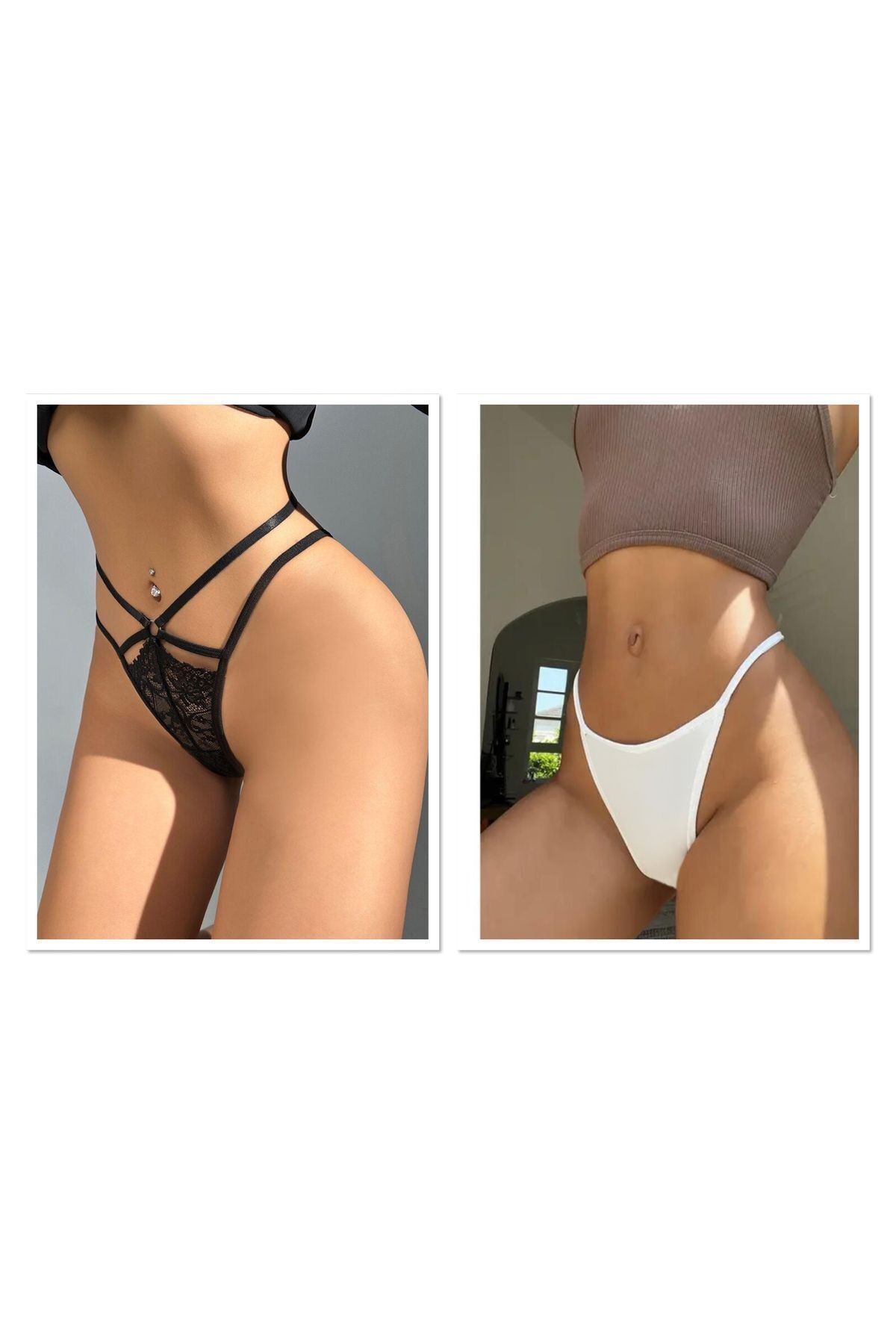 Oprah 2 Li Paket Dantel String , Tanga