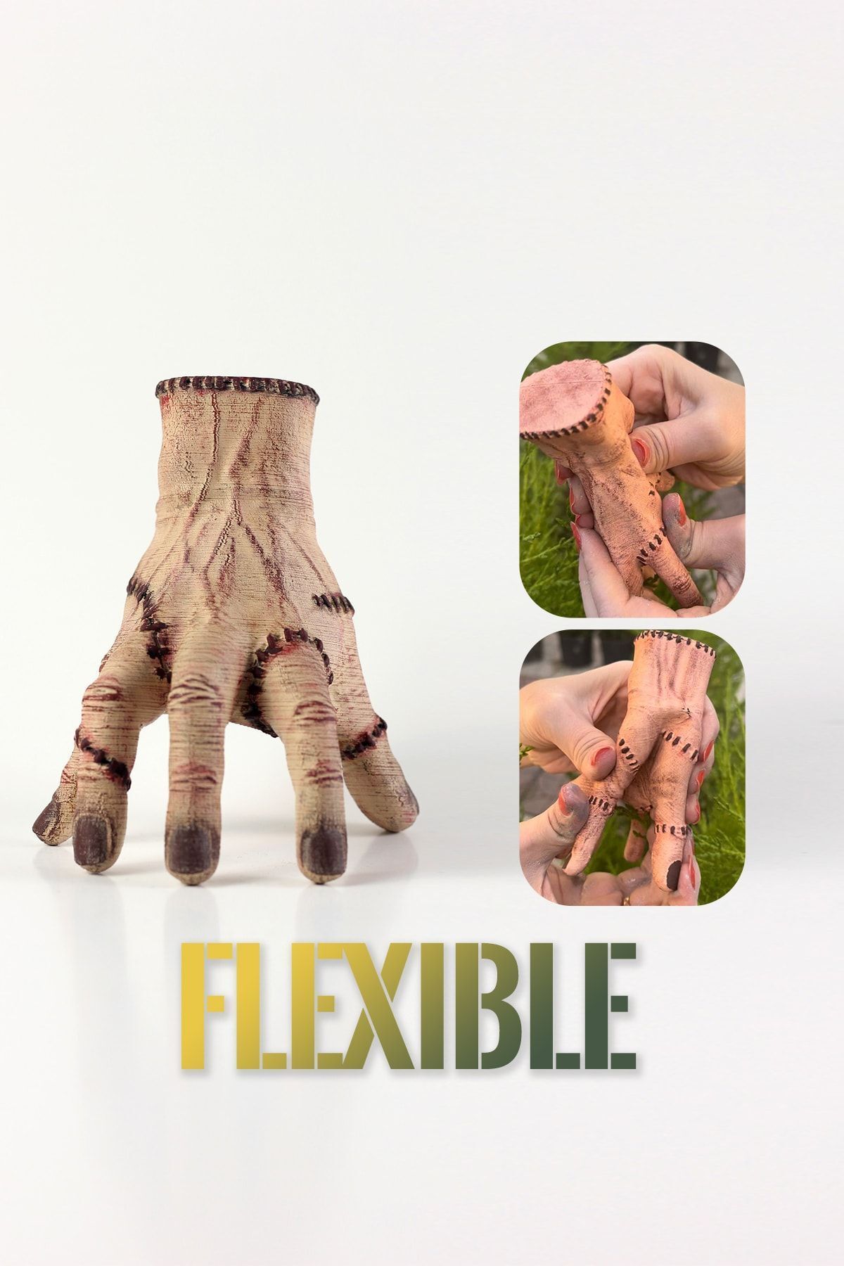 GÜRCÜ 3D Esnek Wednesday Thing El - Şey Yumuşak Hediyelik Kişiye Özel 13cm Flexible Addams Family