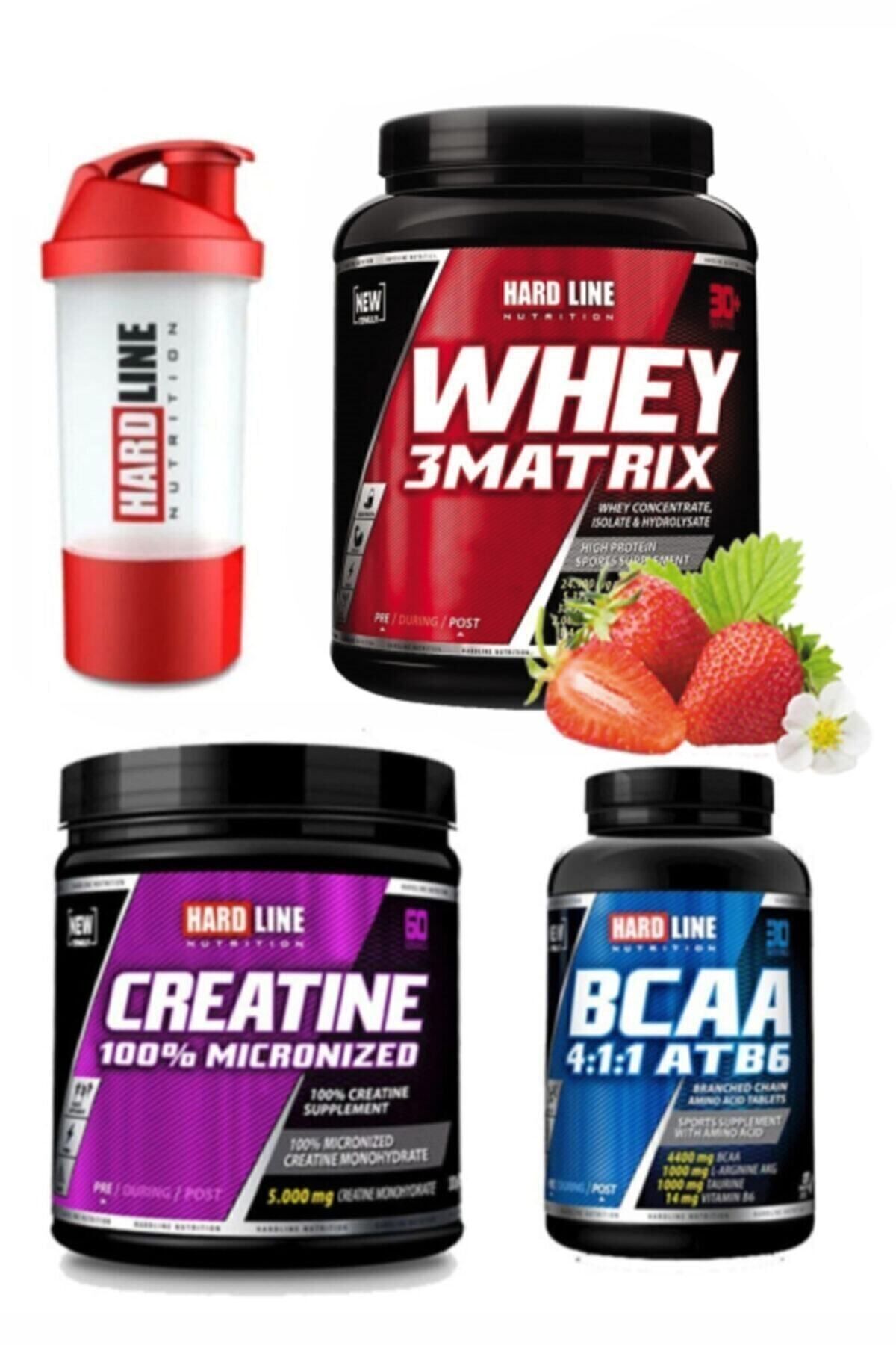 Hardline Whey 3matrix 908 G Çilek Bcaa 4 1 1 120 Tablet Kreatin Mikronize 300 G