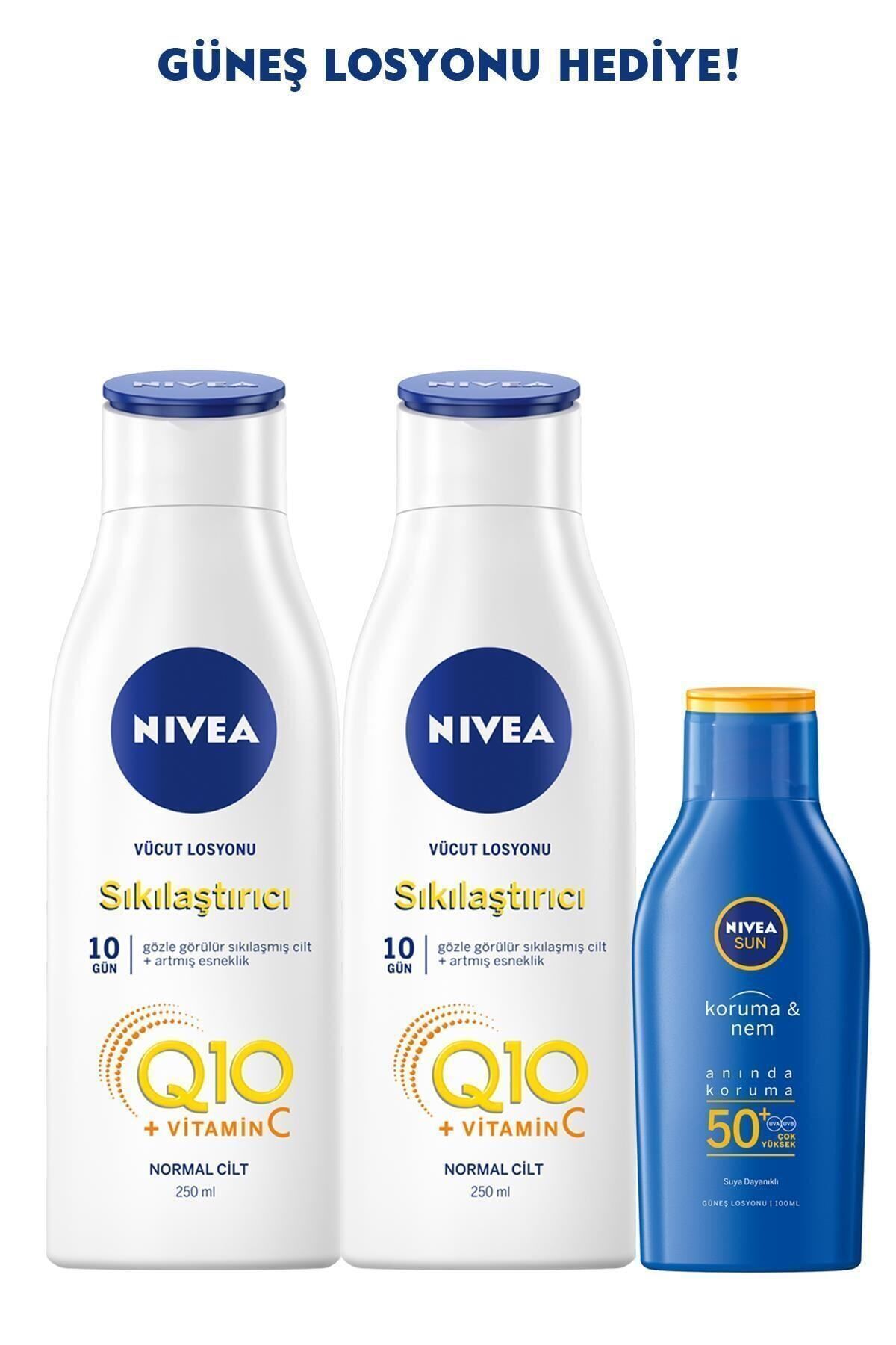 NIVEA Q10 Sıkılaştırıcı Vücut Losyonu 250 Mlx2+güneş Losyonu Spf50 100 Ml