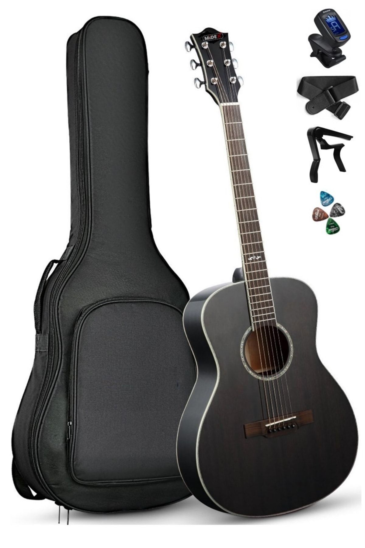 Midex Xc-250bk Profesyonel akustik Gitar 4/4 Yetişkin Üst Segment (GİGBAG ÇANTA TUNER CAPO ASKI)