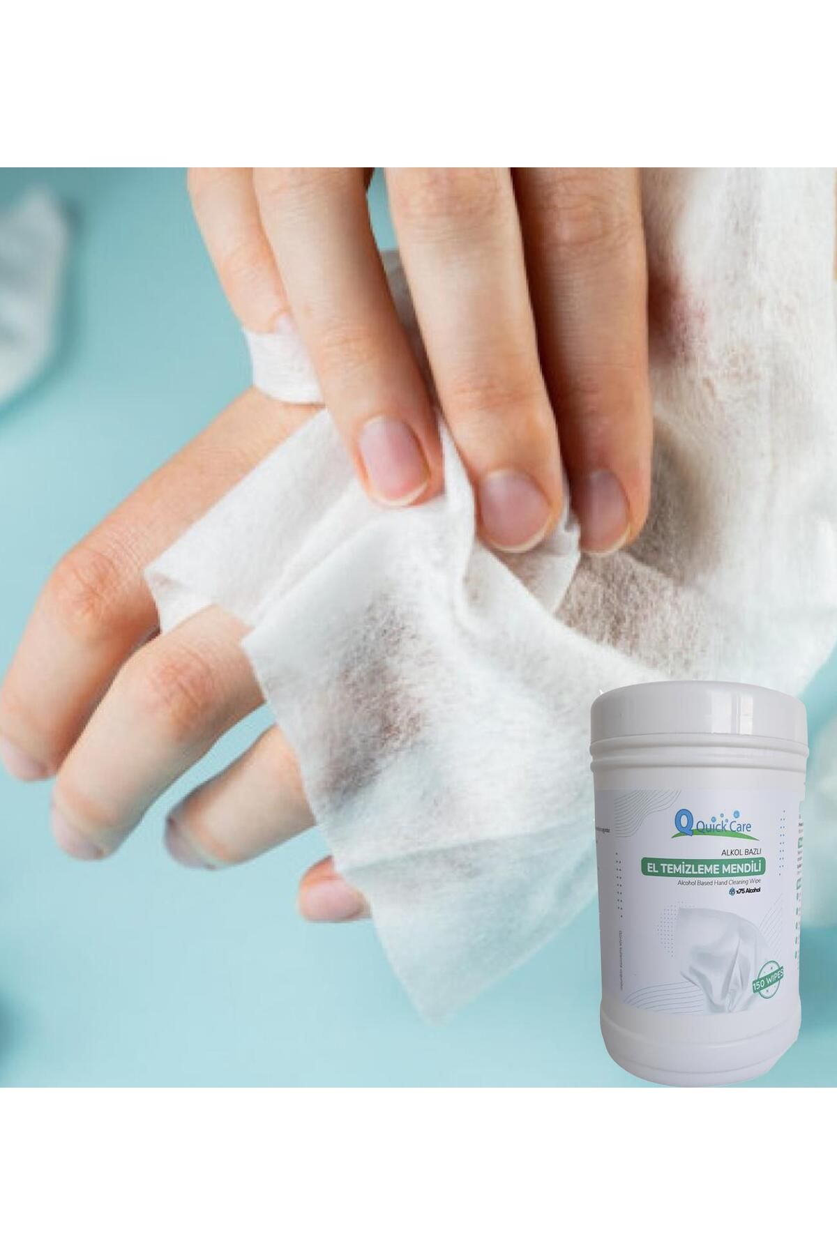 QUICKCARE Dezenfektanlı Hijyenik El Temizleme Mendili 150 Yaprak
