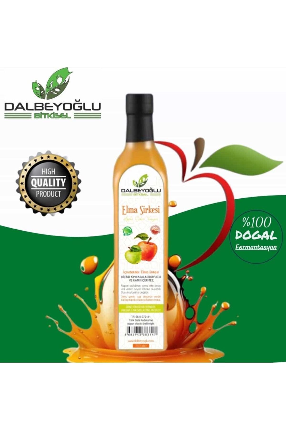Dalbeyoğlu Bitkisel DALBEYOĞLU BİTKİSEL DOĞAL FERMANTASYON KATKISIZ ELMA SİRKESİ 500 ML