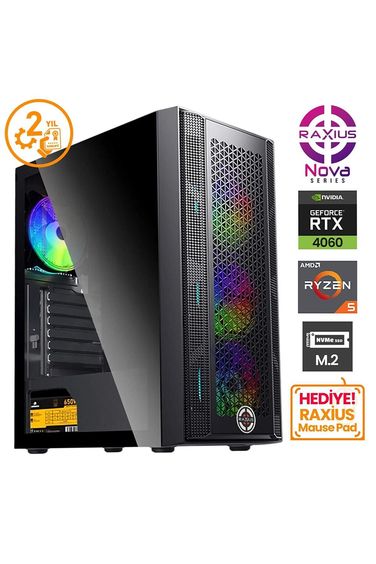 Nova G1 R5 4060-56F02 Ryzen5 5600 16GB 1TBSSD RTX4060 FreeDOS Gaming Masaüstü Bilgisayar
