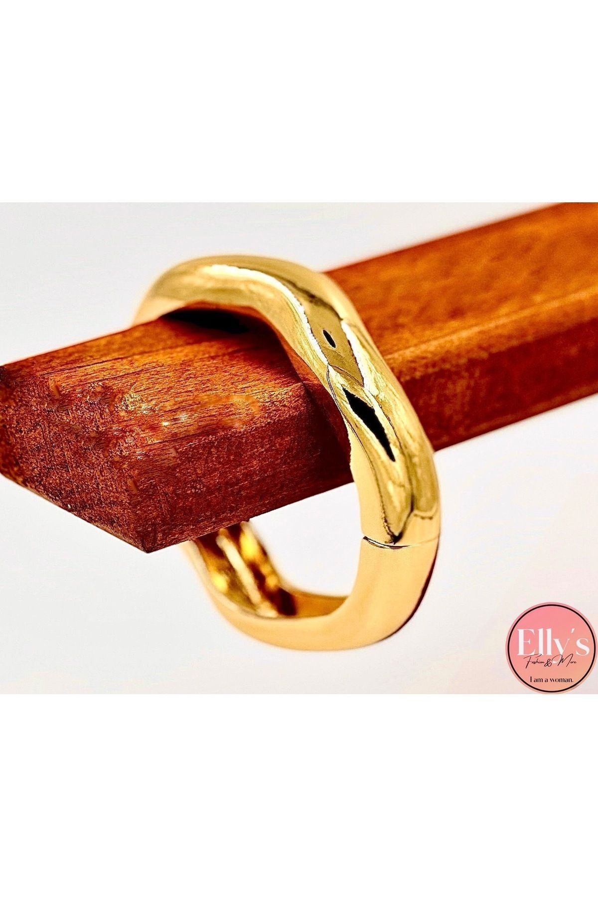 ELLY'S VİP Pirinç Gold Kaplama Bileklik Kelepçe