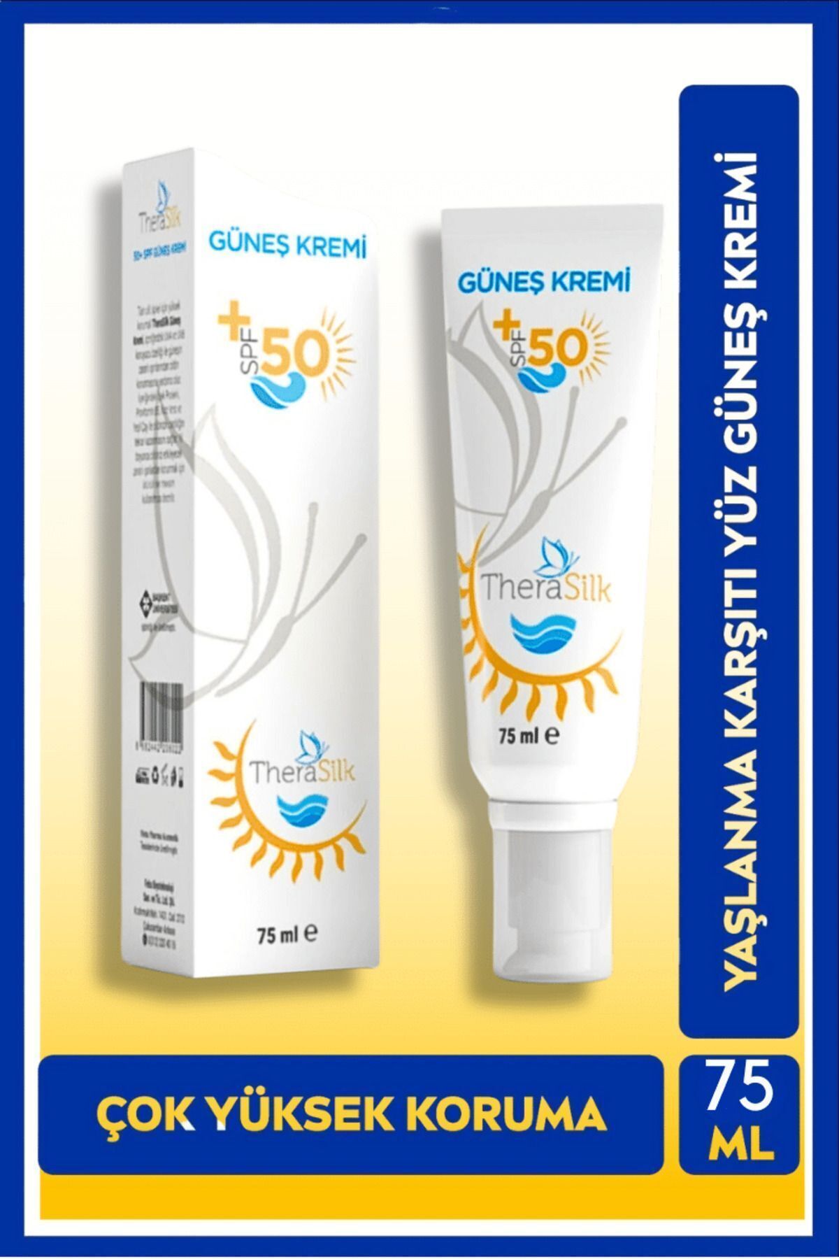 Therasilk Ipek Proteinli Güneş Kremi Yüksek Koruma Spf 50 | Kolajenli Cilt Tonu Eşitleyici Aydınlatıcı Uva-uvb